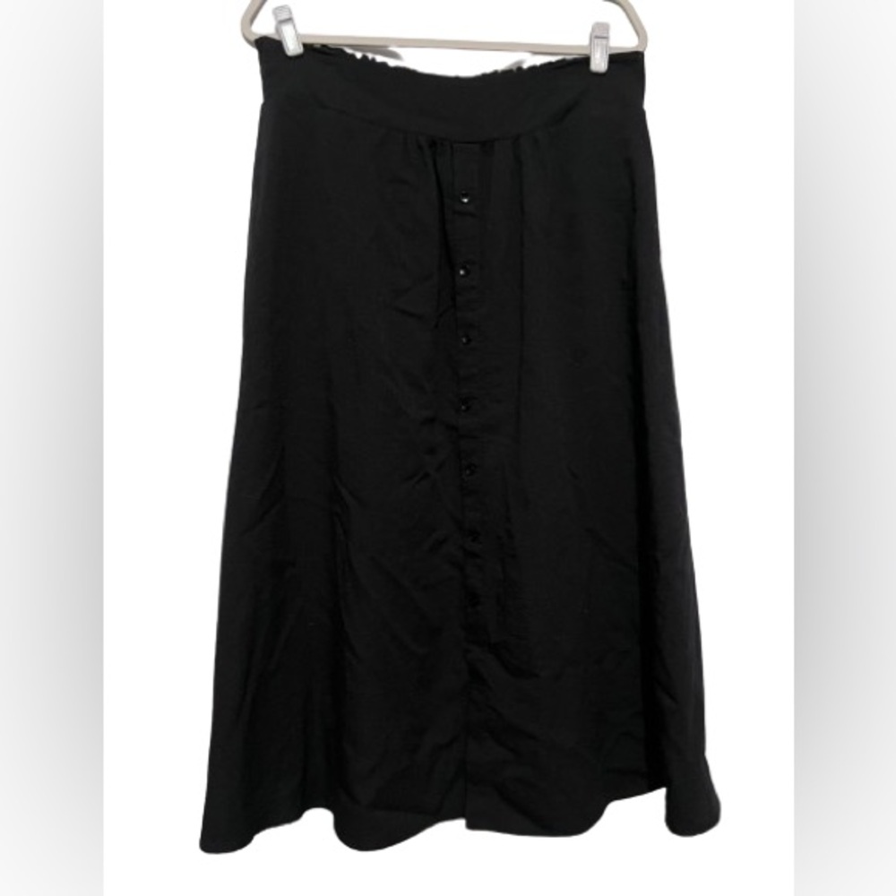 Black Button-Front Skirt